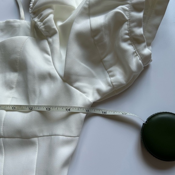 White Puff Sleeve Midi Dress with Square Neckline - Picture 14 of 16